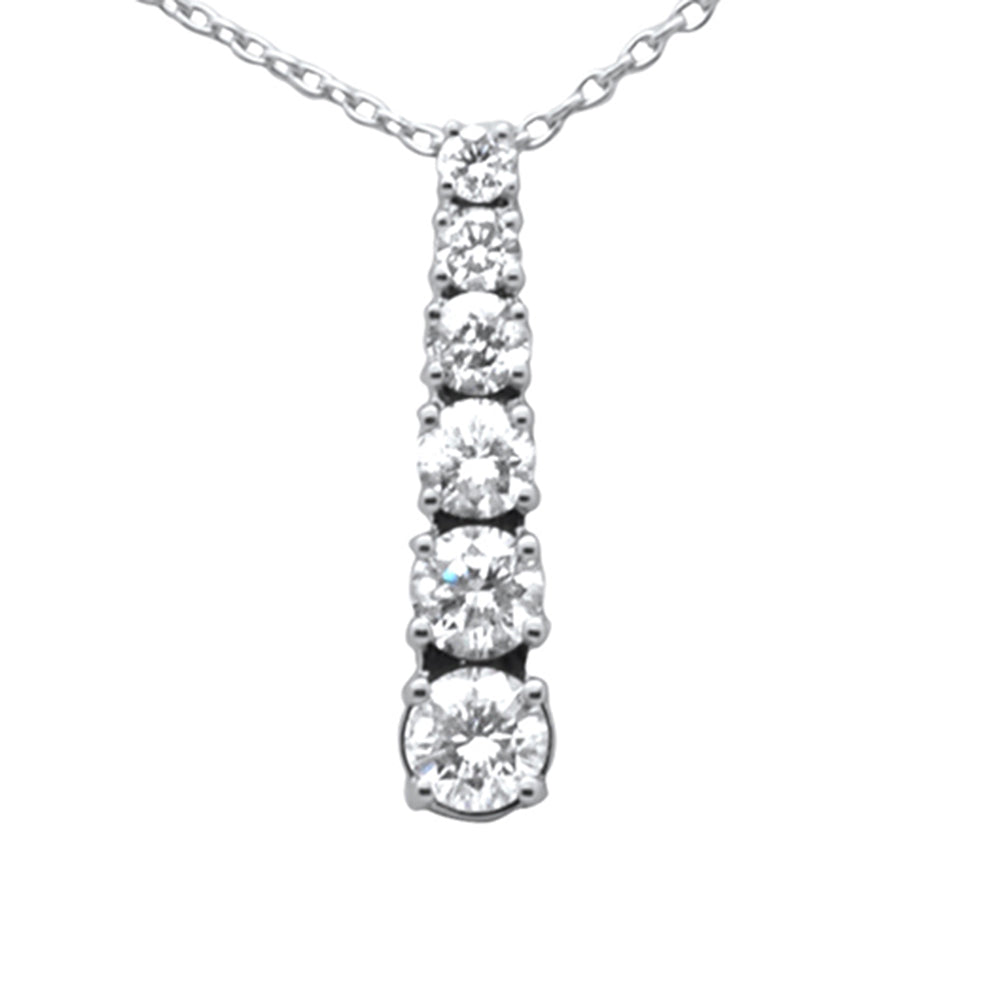 Muse Jewelry .60ct G SI 14K White Gold Diamond Drop Pendant Necklace 18" Long Chain