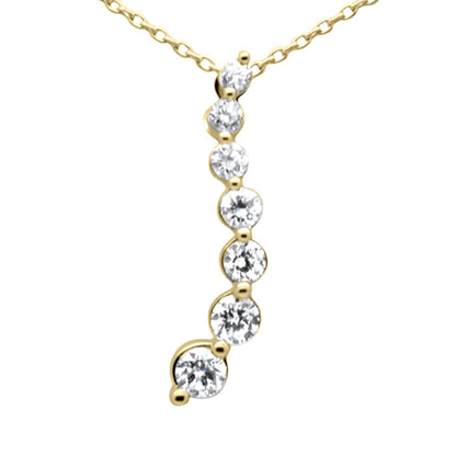 Muse Jewelry .48ct G SI 14K Yellow Gold Diamond Drop Journey Pendant Necklace 18" Long Chain