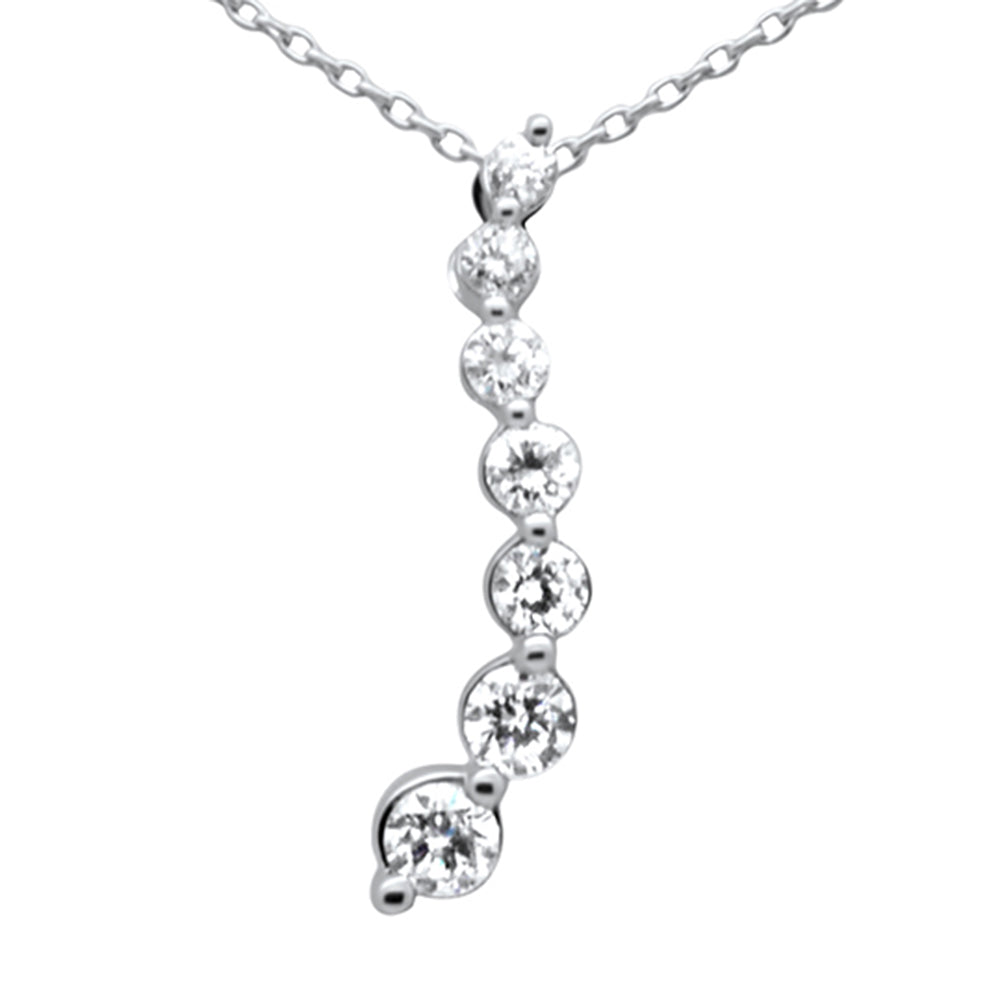 Muse Jewelry .48ct G SI 14K White Gold Diamond Drop Journey Pendant Necklace 18" Long Chain