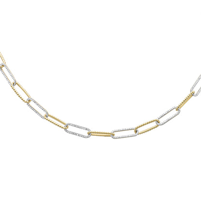 Muse Jewelry 2.50ct G SI 14K Yellow Gold Diamond Paper Clip Necklace 18" Long Chain