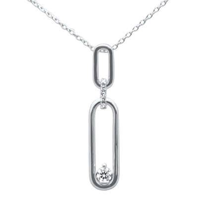 Muse Jewelry .10ct G SI 14K White Gold Diamond Link Pendant Necklace 18" Long Chain