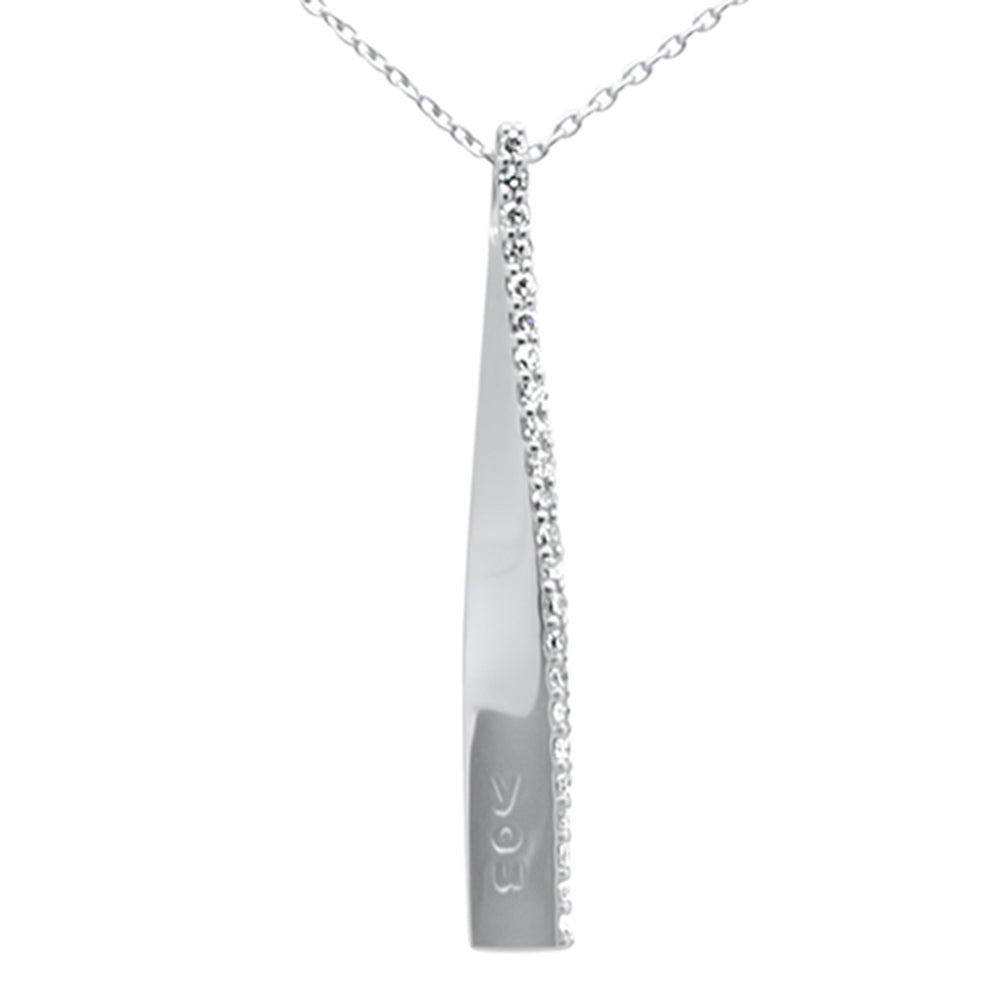 Muse Jewelry .16ct G SI 14K White Gold Diamond "Love You" Engraved Pendant Necklace 18" Long Chain