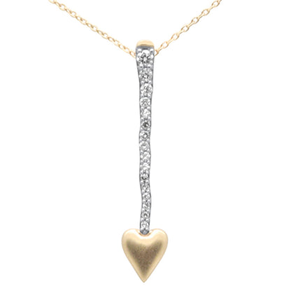 Muse Jewelry .16ct G SI 14K Yellow Gold Diamond Heart Arrow Pendant Necklace 18" Long Chain