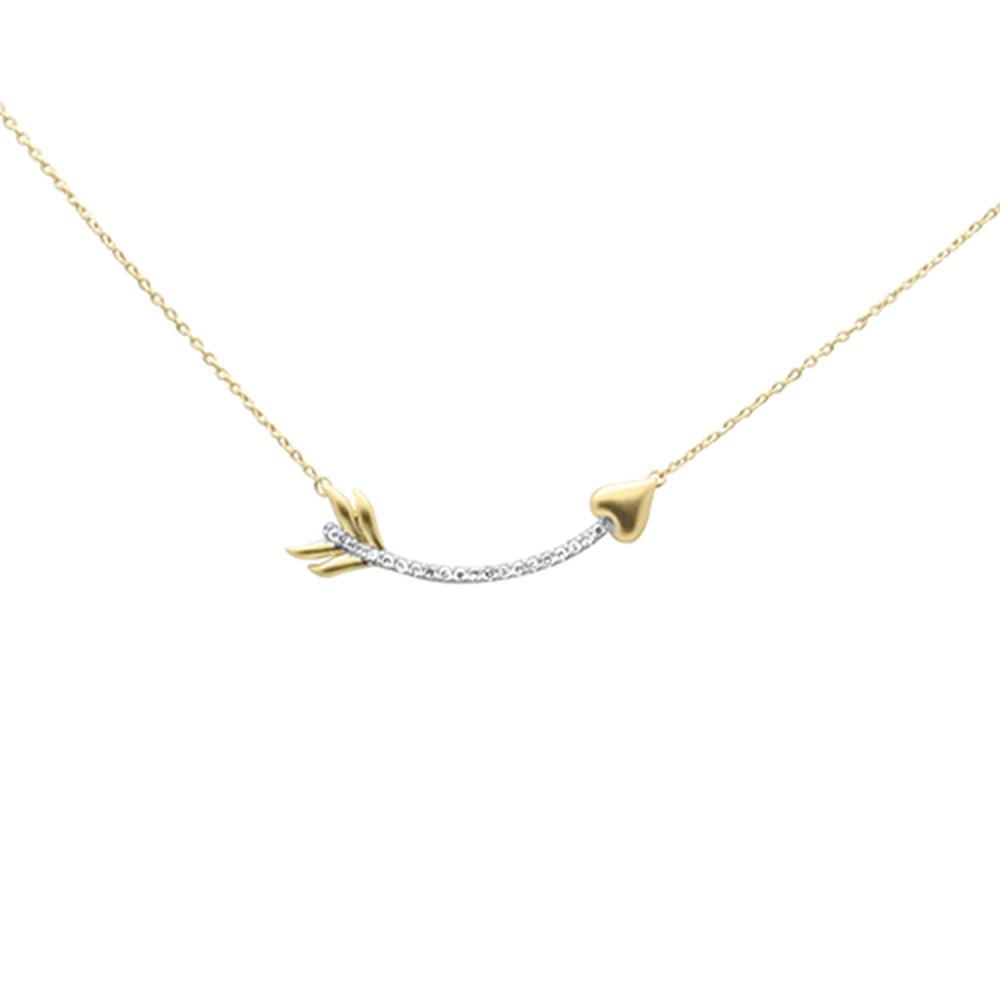 Muse Jewelry .10ct G SI 14K Yellow Gold Diamond Arrow Pendant Necklace 18" Long Chain