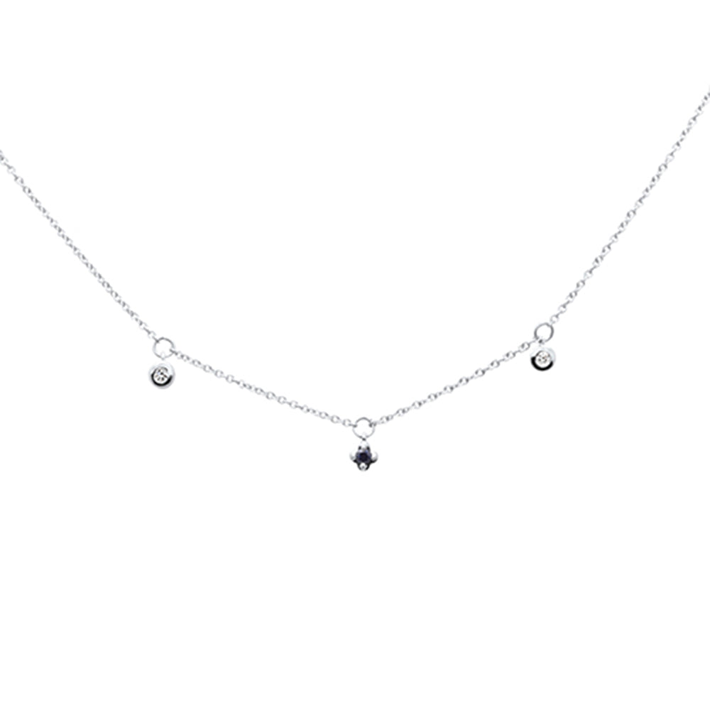 Muse Jewelry .10ct G SI 14K White Gold Diamond & Blue Sapphire Gemstones Pendant Necklace 16"+2" EXT