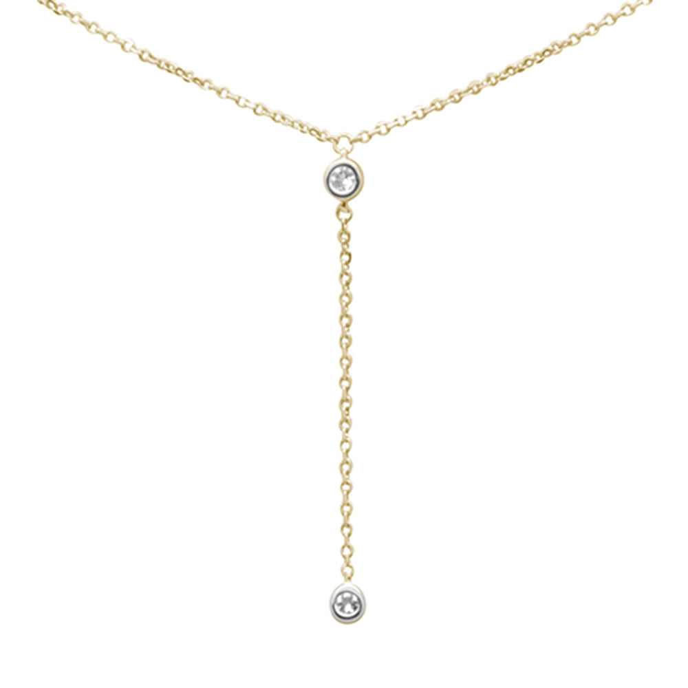 Muse Jewelry .05ct G SI 14K Yellow Gold Diamond & Aquamarine Gemstone Dangling Pendant Necklace 16" +2" EXT