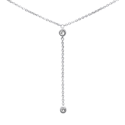 Muse Jewelry .05ct G SI 14K White Gold Diamond & Aquamarine Gemstone Dangling Pendant Necklace 16" +2" EXT