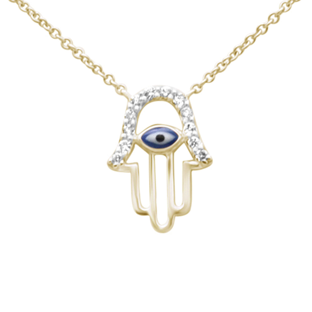 Muse Jewelry .07ct G SI 14K Yellow Gold Diamond Hamsa Pendant Necklace 16" +2" EXT