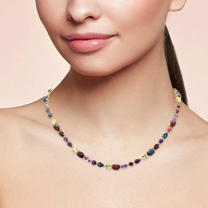 Muse Jewelry 36.50ct G SI 14K Yellow Gold Multi Color Gemstones Pendant Necklace 16+2" EXT