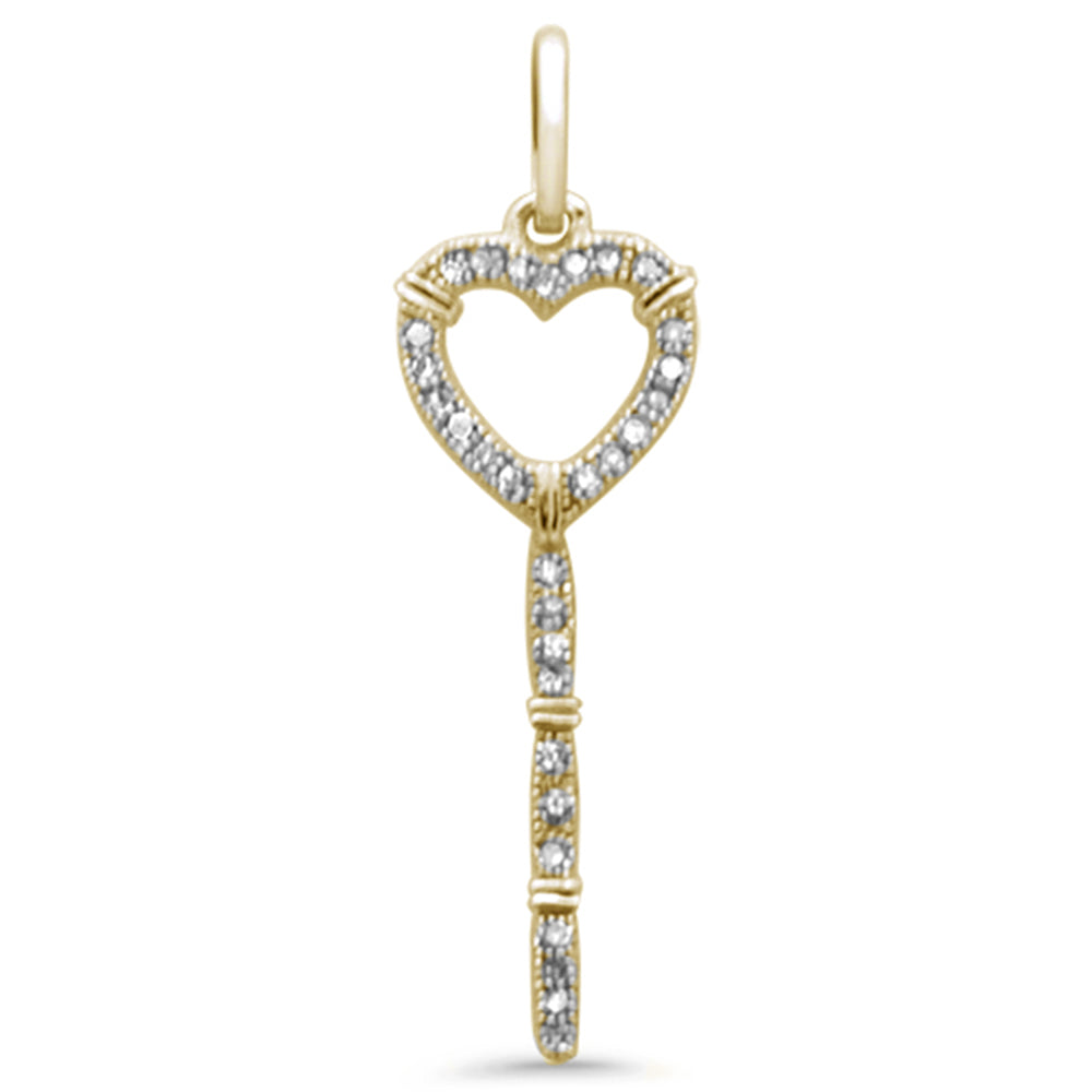 Muse Jewelry .08ct G SI 14K Yellow Gold Diamond Heart Key Pendant 18" Chain