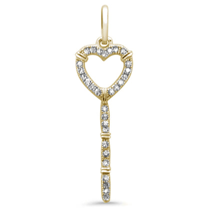 Muse Jewelry .08ct G SI 14K Yellow Gold Diamond Heart Key Pendant 18" Chain