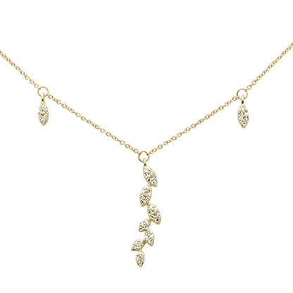 Muse Jewelry .20ct G SI 14K Yellow Gold Diamond Olive Branch Pendant Necklace 16" +2" EXT