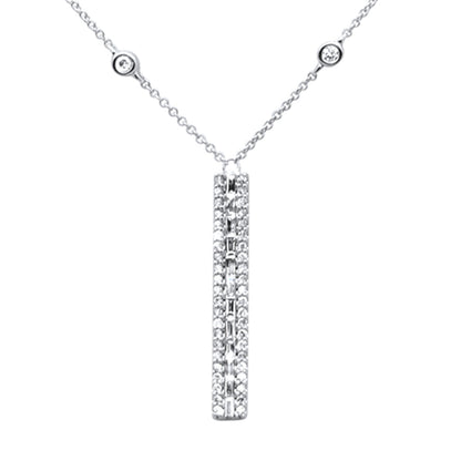 Muse Jewelry .46ct G SI 14K White Gold Diamond Bar Pendant Necklace 14" +2" EXT