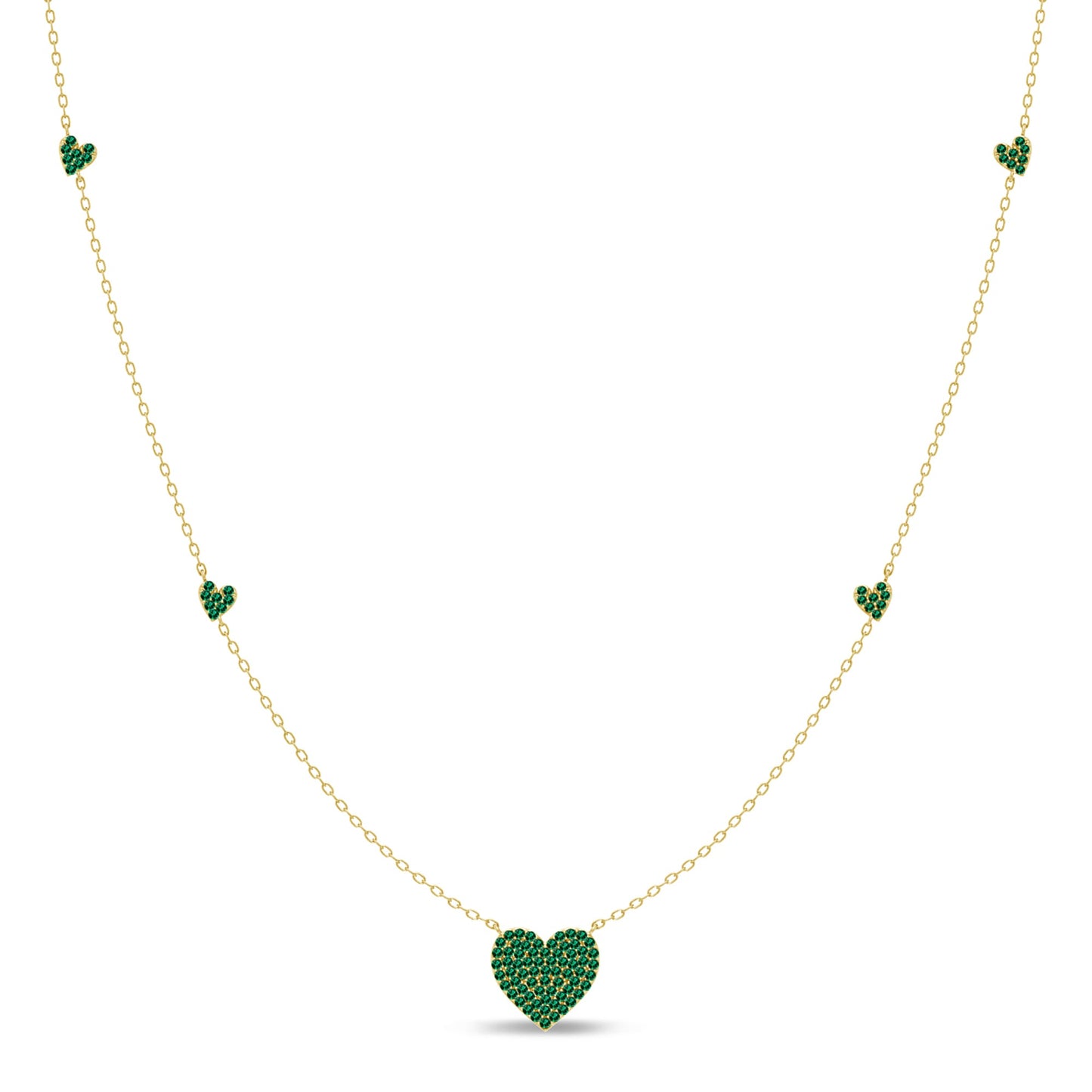 Muse Jewelry .32ct G SI 14K Yellow Gold Emerald Gemstone Heart Pendant Necklace 18" Long