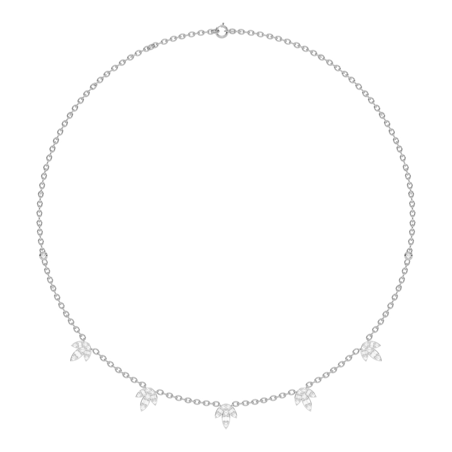 Muse Jewelry .89ct G SI 14K White Gold Diamond Round & Baguette Leaf Pendant Necklace 16" +2" EXT