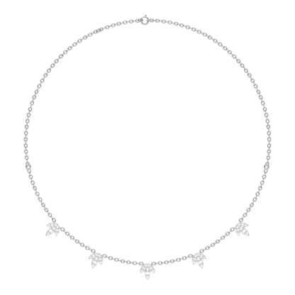 Muse Jewelry .89ct G SI 14K White Gold Diamond Round & Baguette Leaf Pendant Necklace 16" +2" EXT