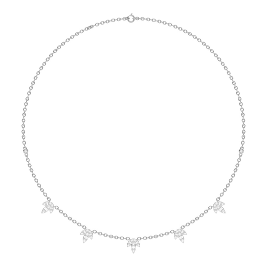 Muse Jewelry .89ct G SI 14K White Gold Diamond Round & Baguette Leaf Pendant Necklace 16" +2" EXT