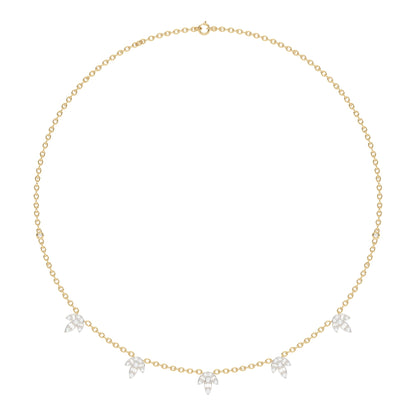 Muse Jewelry 1.00ct G SI 14K Yellow Gold Diamond Round & Baguette Leaf Pendant Necklace 16" +2" EXT