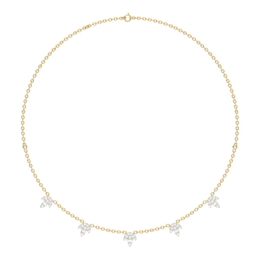 Muse Jewelry 1.00ct G SI 14K Yellow Gold Diamond Round & Baguette Leaf Pendant Necklace 16" +2" EXT