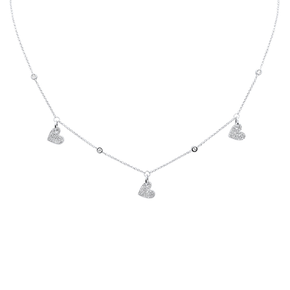 Muse Jewelry .35ct G SI 14K White Gold Diamond Dangling Heart Pendant Necklace 14" +2" EXT