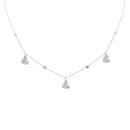 Muse Jewelry .35ct G SI 14K White Gold Diamond Dangling Heart Pendant Necklace 14" +2" EXT