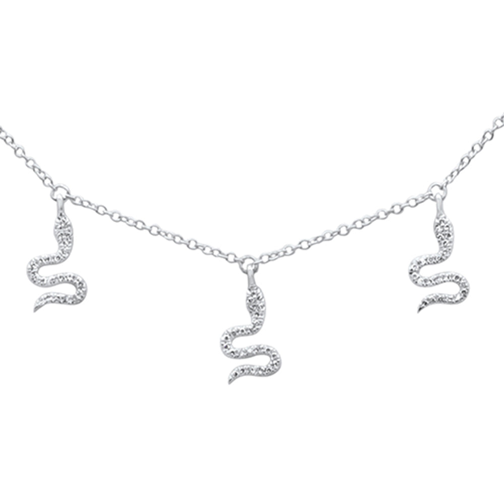 Muse Jewelry .12ct G SI 14K White Gold Diamond Snake Pendant Necklace 16" +2" EXT