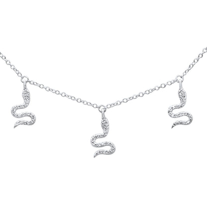 Muse Jewelry .12ct G SI 14K White Gold Diamond Snake Pendant Necklace 16" +2" EXT