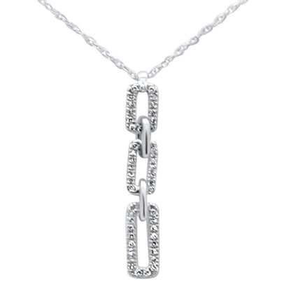 Muse Jewelry .13ct G SI 14K White Gold Diamond Link Dangling Pendant Necklace 18" Long