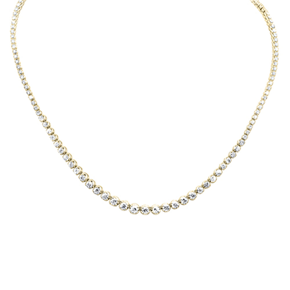 Muse Jewelry 5.01ct G SI 14K Yellow Gold Diamond Tennis Graduated Necklace 16" Long