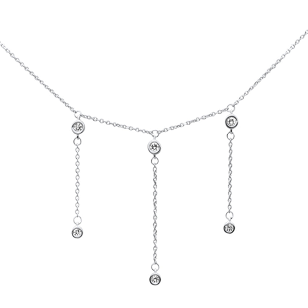 Muse Jewelry .16ct G SI 14K White Gold Diamond Dangling Pendant Necklace 16" + 2" EXT