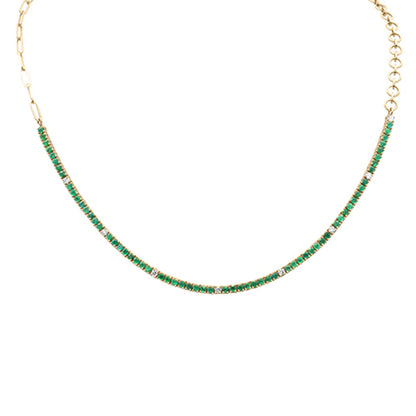 Muse Jewelry 2.51ct G SI 14K Yellow Gold Diamond & Emerald Gemstone Pendant Necklace 14" + 2" EXT
