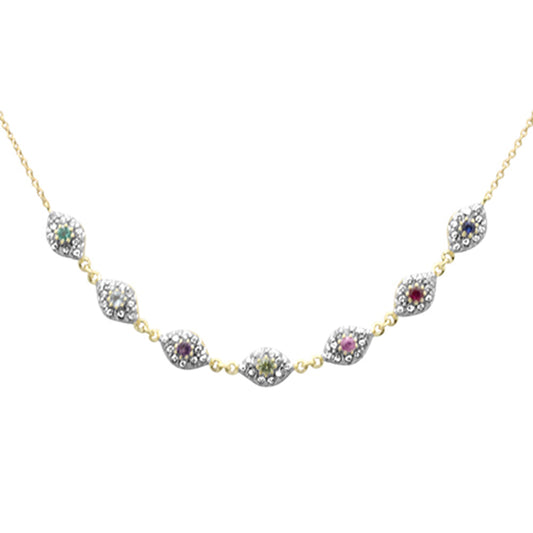 Muse Jewelry .46ct G SI 14K Yellow Gold Diamond & Multi Color Gemstones Pendant Necklace 16 + 2" Long