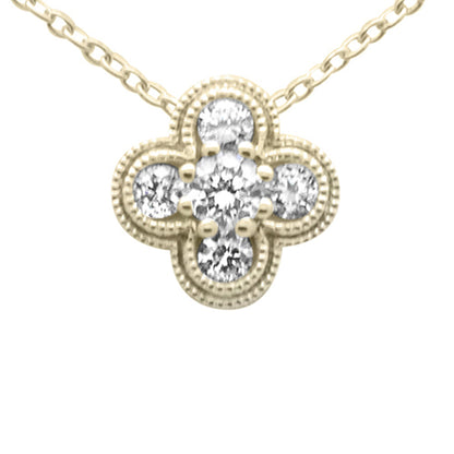 Muse Jewelry .20ct G SI 14K Yellow Gold Diamond Flower Pendant Necklace 18" Long Chain