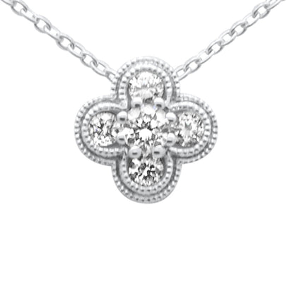 Muse Jewelry .20ct G SI 14K White Gold Diamond Flower Pendant Necklace 18" Long