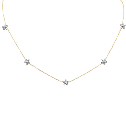 Muse Jewelry .43ct G SI 14K Yellow Gold Diamond Flower Pendant Necklace 16" + 2" EXT