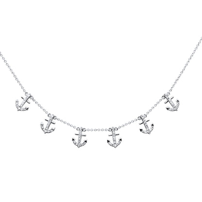 Muse Jewelry .29ct G SI 14K White Gold Diamond Dangling Anchor Pendant Necklace 16" + 2" EXT