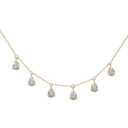 Muse Jewelry .55ct G SI 14K Yellow Gold Diamond Dangling Pear Shaped Pendant Necklace 16" + 2" EXT