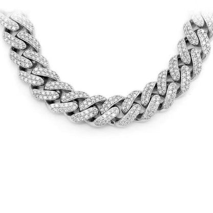 Muse Jewelry 9MM 6.68ct G SI 14K White Gold Diamond Round Cuban Necklace 22"