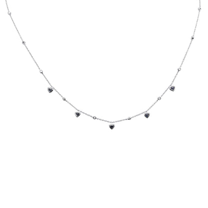 Muse Jewelry .82ct G SI 14K White Gold Diamond & Blue Sapphire Gemstone Heart Pendant Necklace 16" + 2" Ext.