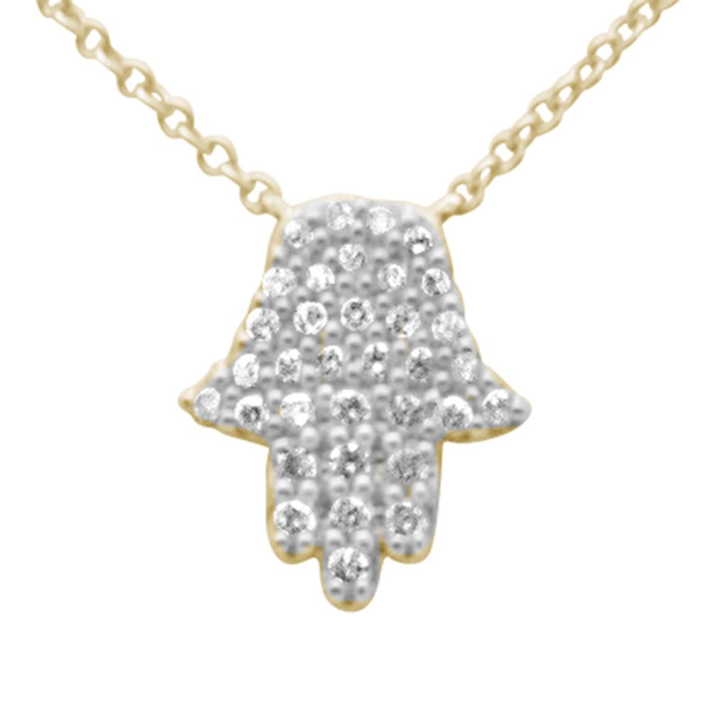 Muse Jewelry .17ct G SI 14K Yellow Gold Diamond Hamsa Pendant Necklace 14" + 2" Ext.