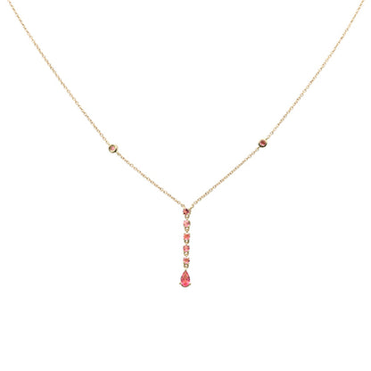 Muse Jewelry .45ct G SI 14K Yellow Gold Pink Sapphire Gemstone Dangling Pendant Necklace 16" + 2" Ext.