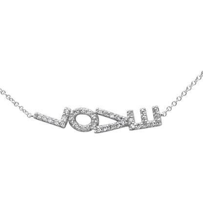 Muse Jewelry .20ct G SI 14K White Gold Diamond Sideways LOVE Pendant Necklace 16" + 2" Ext.