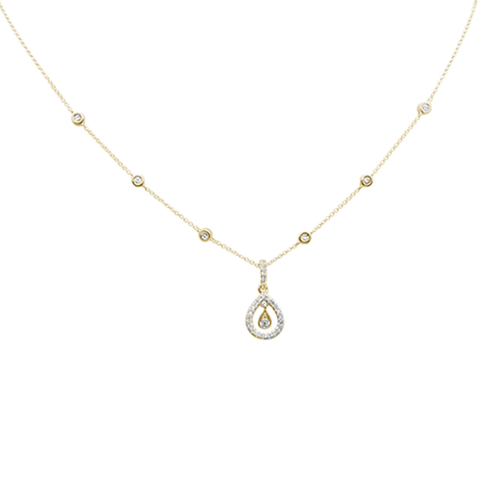 Muse Jewelry .33ct G SI 14K Yellow Gold Diamond Dangling Pear Shape Pendant Necklace 16" + 2" Ext.