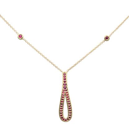 Muse Jewelry .33ct G SI 14K Yellow Gold Ruby Gemstone Pendant Necklace 16" + 2" Ext.