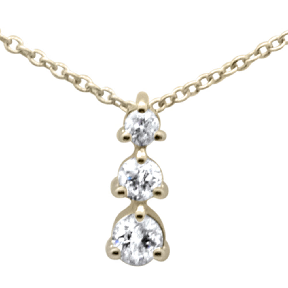 Muse Jewelry .20ct G SI 14K Yellow Gold Diamond Three Round Diamonds Pendant Necklace 18" Long