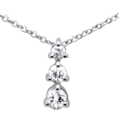 Muse Jewelry .22ct G SI 14K White Gold Diamond Three Round Diamonds Pendant Necklace 18" Long