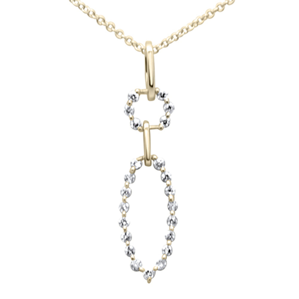 Muse Jewelry .22ct G SI 14K Yellow GoldDiamond Round & Oval Shape Dangling Pendant Necklace 18" Long