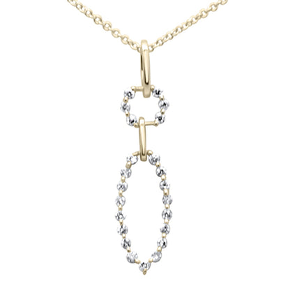 Muse Jewelry .22ct G SI 14K Yellow GoldDiamond Round & Oval Shape Dangling Pendant Necklace 18" Long