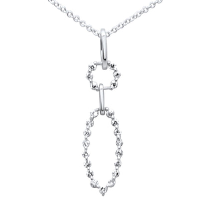 Muse Jewelry .21ct G SI 14K White Gold Diamond Round & Oval Shape Dangling Pendant Necklace 18" Long