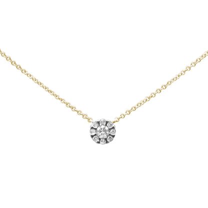 Muse Jewelry .15ct G SI 14K Yellow Gold Diamond Round Solitaire Style Pendant Necklace 16" + 2" Ext